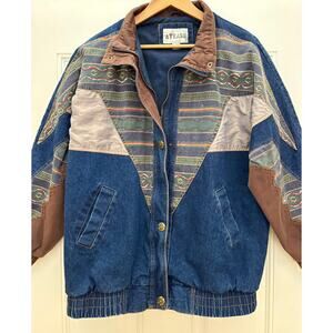 VTG 90’s At Ease Medium Oversize Denim Southwest Design Women’s Jacket